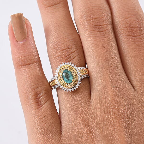 Shop Lc D'Joy Premium Kagem Zambian Emerald And Multi Gemstone 1.40 Ctw Ring In 18K Vermeil Yellow Gold Over Sterling Silver