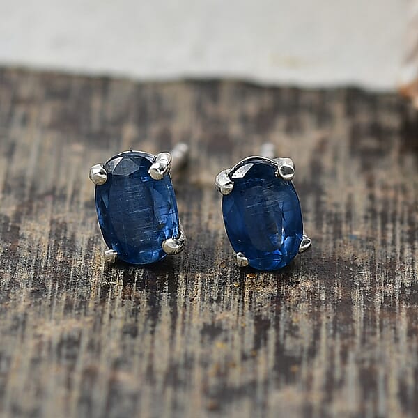 Shop Lc D'Joy Premium Kashmir Kyanite 1.20 Ctw Starborn Echoes Earrings In Rhodium Over Sterling Silver