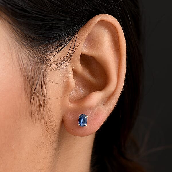 Shop Lc D'Joy Premium Kashmir Kyanite 1.20 Ctw Starborn Echoes Earrings In Rhodium Over Sterling Silver