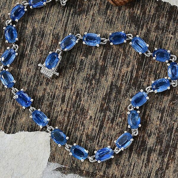 Shop Lc D'Joy Premium Kashmir Kyanite 13.80 Ctw Starborn Echoes Bracelet In Rhodium Over Sterling Silv (7.25 In)