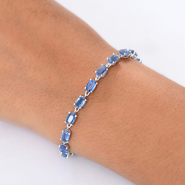 Shop Lc D'Joy Premium Kashmir Kyanite 13.80 Ctw Starborn Echoes Bracelet In Rhodium Over Sterling Silv (7.25 In)