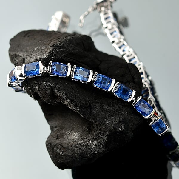 Shop Lc D'Joy Premium Kashmir Kyanite 16.75 Ctw Midnight Heirloom Bracelet In Rhodium Over Sterling Silver (7.25 In)