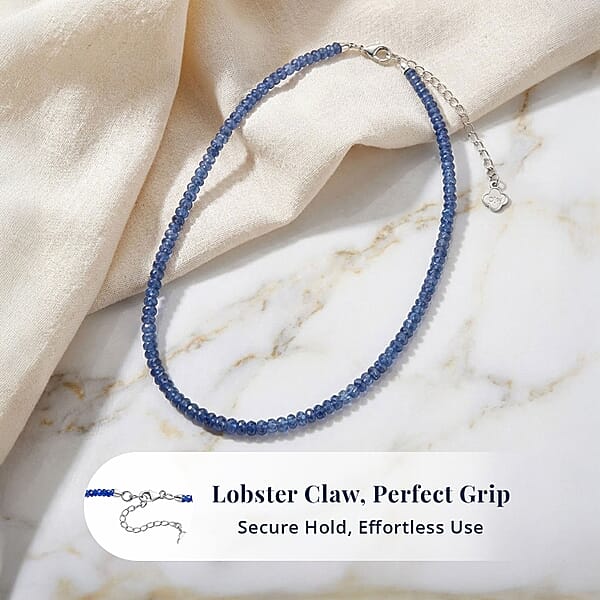 Shop Lc D'Joy Premium Kashmir Kyanite 95.00 Ctw Beaded Necklace In Rhodium Over Sterling Silver 18-20 Inches