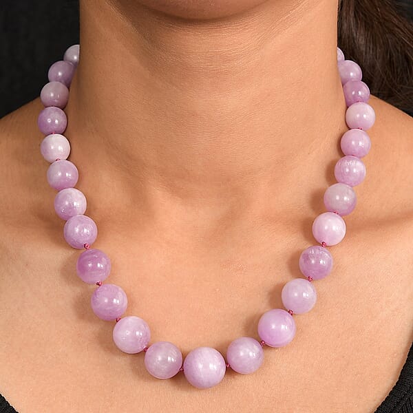 Shop Lc D'Joy Premium Kunzite 580.00 Ctw Beaded Necklace In Rhodium Over Sterling Silver 18 Inches