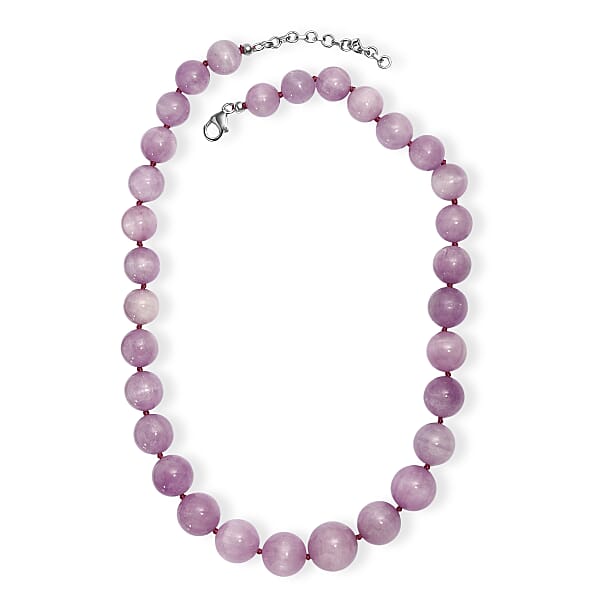 Shop Lc D'Joy Premium Kunzite 580.00 Ctw Beaded Necklace In Rhodium Over Sterling Silver 18 Inches
