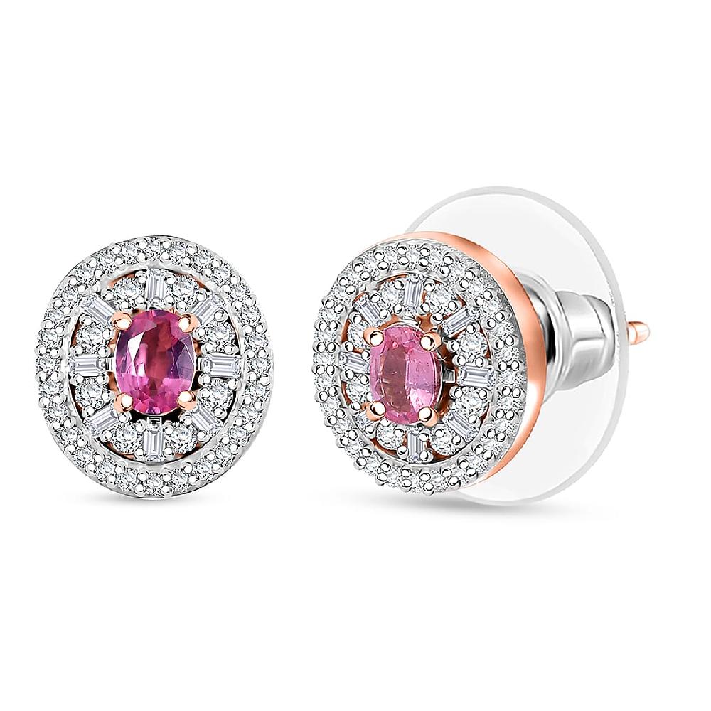 shop lc D'Joy Premium Mahenge Spinel and Diamond 0.80 tw Regal Radiance Earrings in 18K Vermeil Rose Gold Over Sterling Silver
