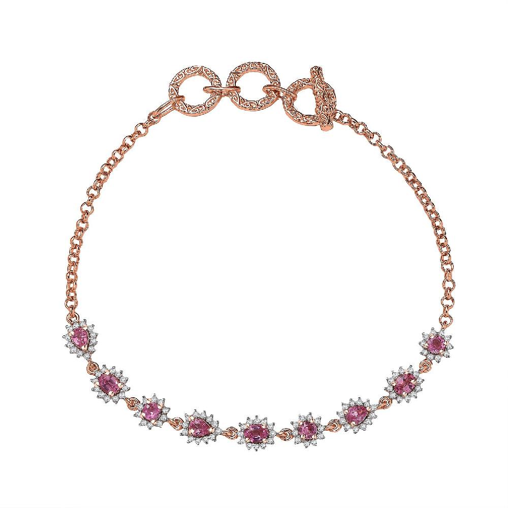 shop lc D'Joy Premium Mahenge Spinel and Moissanite 2.35 ctw Regal Rhythm Bracelet in 18K Vermeil Rose Gold Over Sterling Silver (6.50-8.0In)