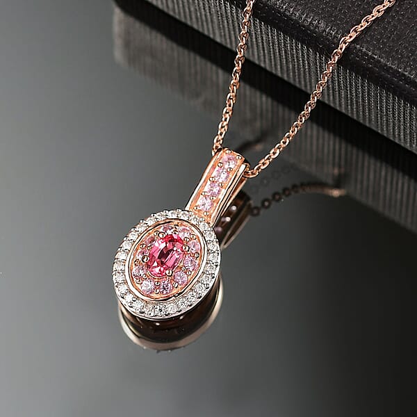Shop Lc D'Joy Premium Mahenge Spinel And Multi Gemstone 0.75 Ctw Rose Regalia Pendant Necklace 20 Inches In 18K Vermeil Rose Gold Over Sterling Silver