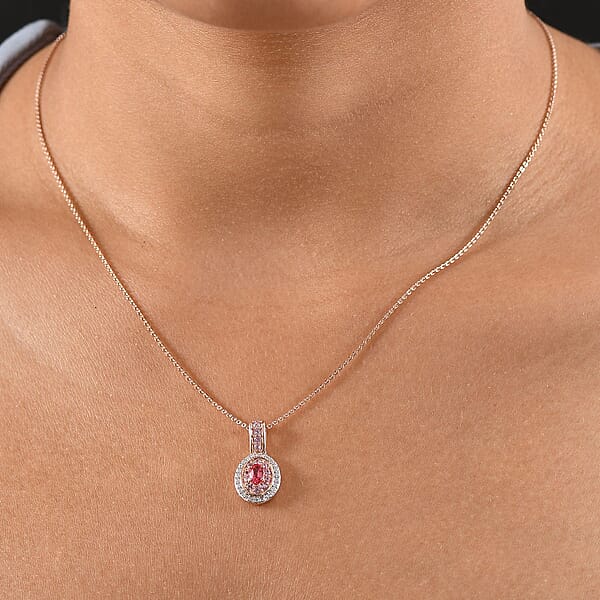 Shop Lc D'Joy Premium Mahenge Spinel And Multi Gemstone 0.75 Ctw Rose Regalia Pendant Necklace 20 Inches In 18K Vermeil Rose Gold Over Sterling Silver