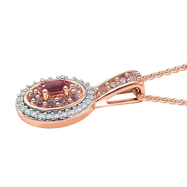 Shop Lc D'Joy Premium Mahenge Spinel And Multi Gemstone 0.75 Ctw Rose Regalia Pendant Necklace 20 Inches In 18K Vermeil Rose Gold Over Sterling Silver