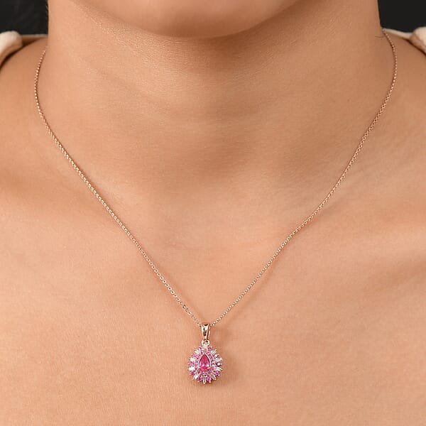 Shop Lc D'Joy Premium Mahenge Spinel And Multi Gemstone 0.90 Ctw Blazing Bloom Pendant Necklace 20 Inches In 18K Vermeil Rose Gold Over Sterling Silver