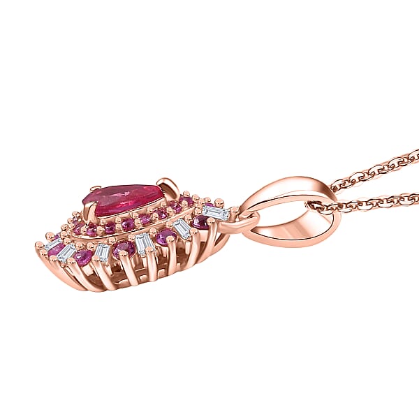 Shop Lc D'Joy Premium Mahenge Spinel And Multi Gemstone 0.90 Ctw Blazing Bloom Pendant Necklace 20 Inches In 18K Vermeil Rose Gold Over Sterling Silver