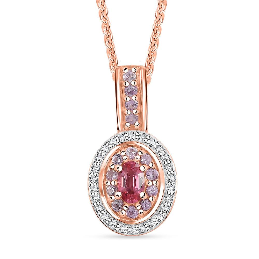 shop lc D'Joy Premium Mahenge Spinel and Multi Gemstone 0.75 ctw Rose Regalia Pendant Necklace 20 Inches in 18K Vermeil Rose Gold Over Sterling Silver
