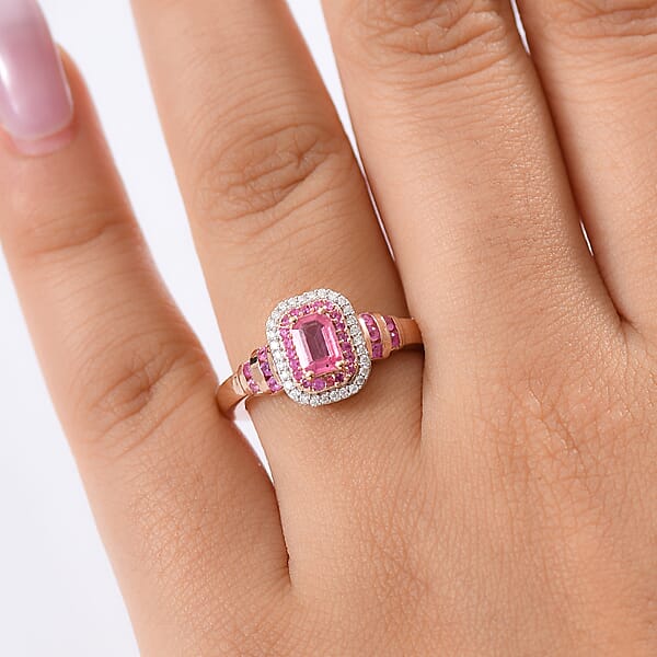 Shop Lc D'Joy Premium Mahenge Spinel And Multi Gemstone 1.00 Ctw Regal Rhythm Ring In 18K Vermeil Rose Gold Over Sterling Silver