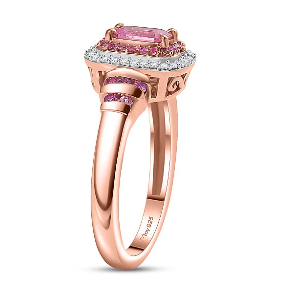 Shop Lc D'Joy Premium Mahenge Spinel And Multi Gemstone 1.00 Ctw Regal Rhythm Ring In 18K Vermeil Rose Gold Over Sterling Silver