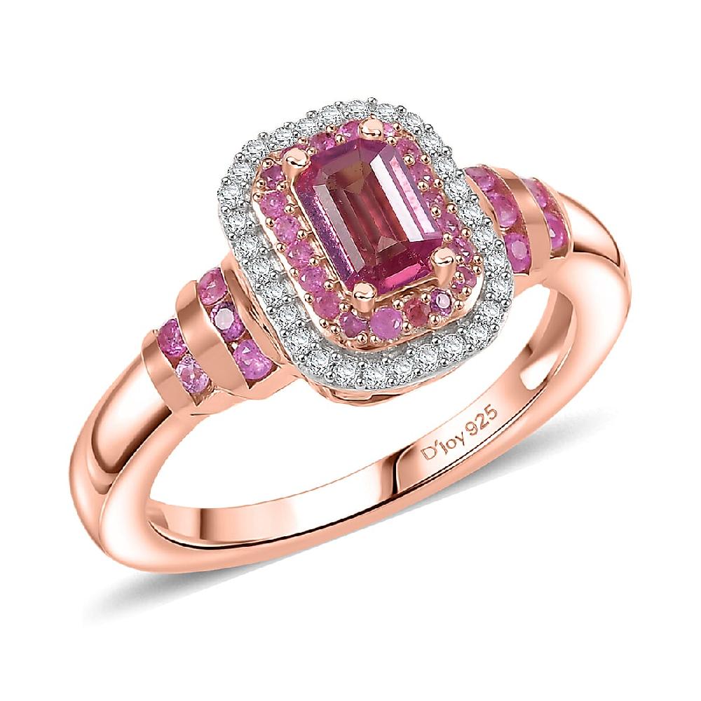 shop lc D'Joy Premium Mahenge Spinel and Multi Gemstone 1.00 ctw Regal Rhythm Ring in 18K Vermeil Rose Gold Over Sterling Silver