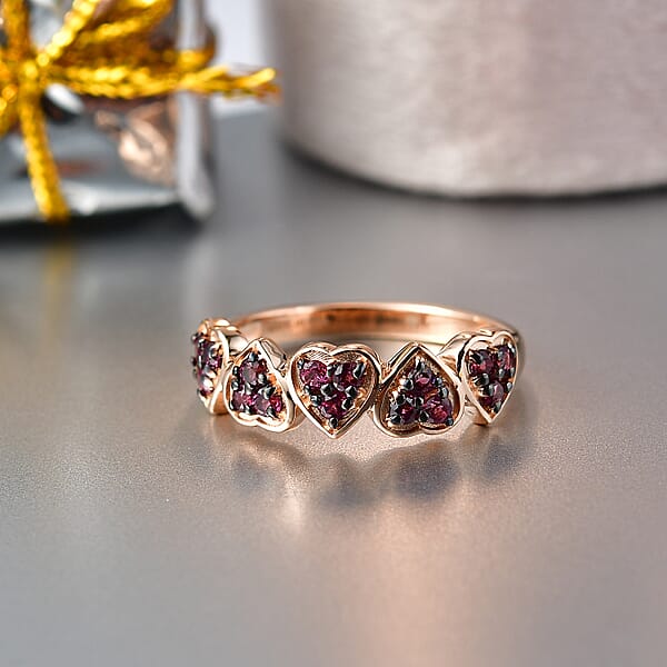 Shop Lc D'Joy Premium Malawi Magenta Garnet 0.85 Ctw Midnight Romance Ring In 18K Vermeil Rose Gold Over Sterling Silver