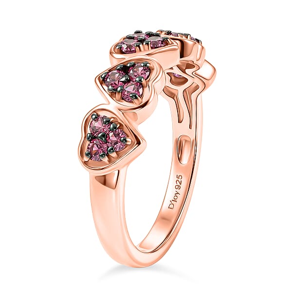 Shop Lc D'Joy Premium Malawi Magenta Garnet 0.85 Ctw Midnight Romance Ring In 18K Vermeil Rose Gold Over Sterling Silver
