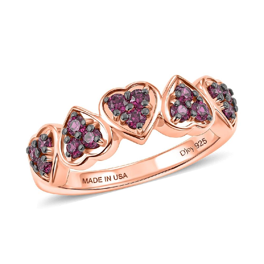 shop lc D'Joy Premium Malawi Magenta Garnet 0.85 ctw Midnight Romance Ring in 18K Vermeil Rose Gold Over Sterling Silver