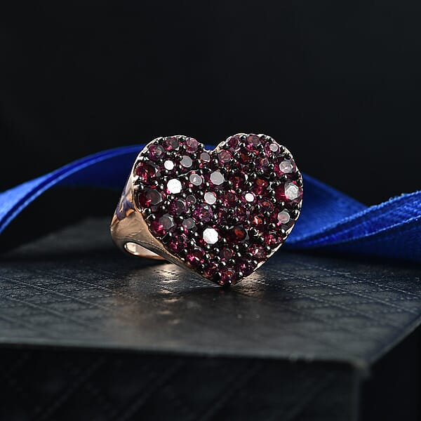 Shop Lc D'Joy Premium Malawi Magenta Garnet 4.50 Ctw Twilight Romance Ring In 18K Vermeil Rose Gold Over Sterling Silver