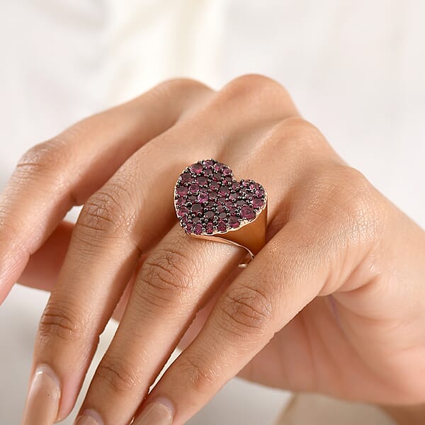 Shop Lc D'Joy Premium Malawi Magenta Garnet 4.50 Ctw Twilight Romance Ring In 18K Vermeil Rose Gold Over Sterling Silver