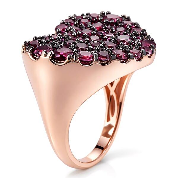 Shop Lc D'Joy Premium Malawi Magenta Garnet 4.50 Ctw Twilight Romance Ring In 18K Vermeil Rose Gold Over Sterling Silver