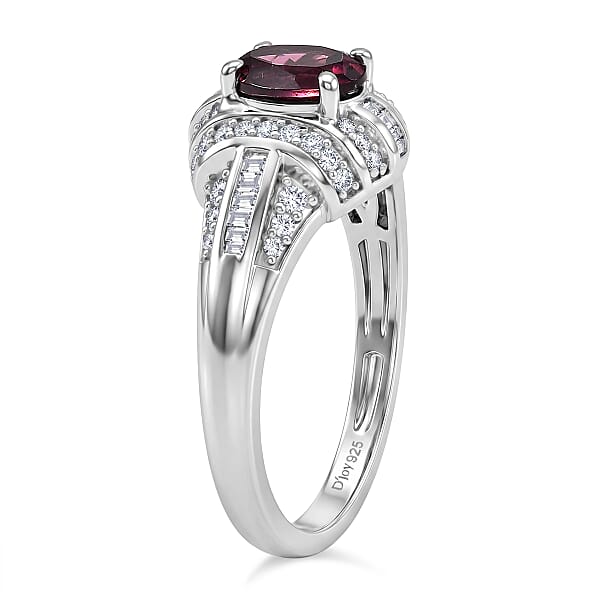 Shop Lc D'Joy Premium Malawi Magenta Garnet And Diamond 1.25 Ctw Midnight Majesty Ring In Rhodium Over Sterling Silver