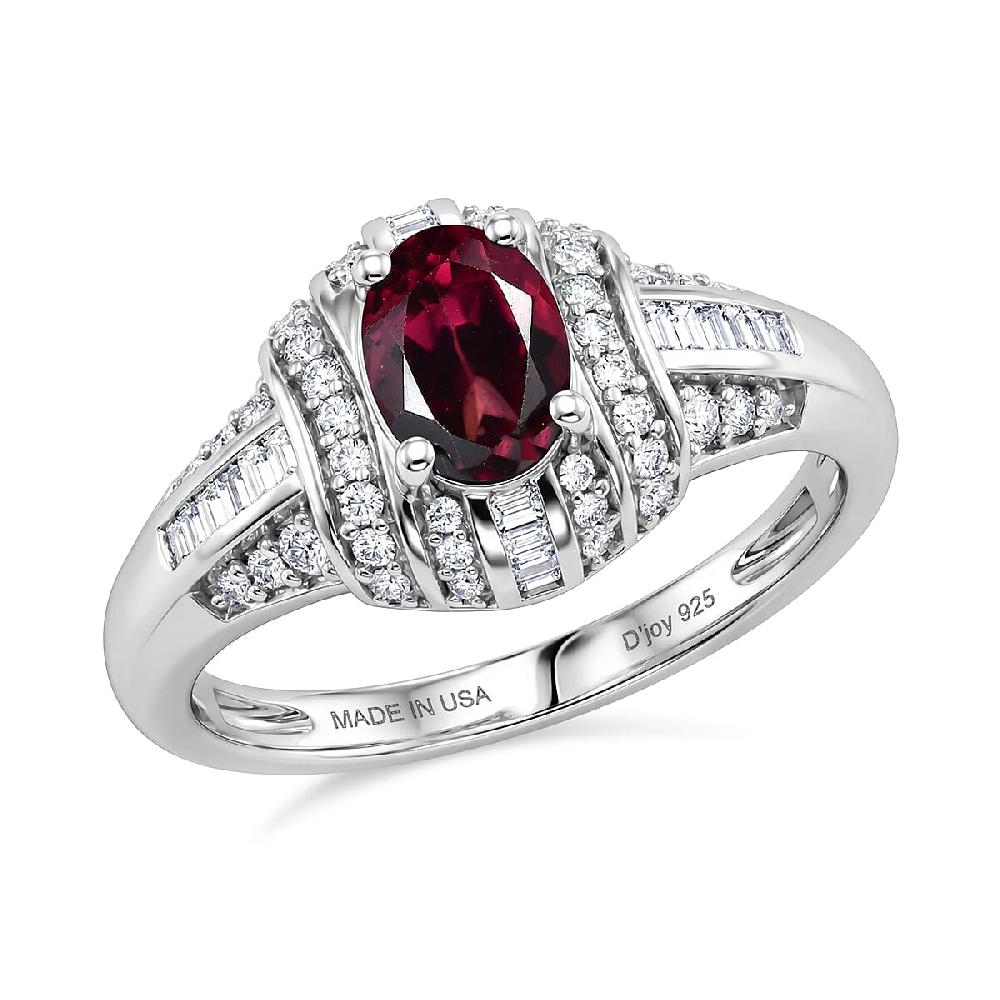 shop lc D'Joy Premium Malawi Magenta Garnet and Diamond 1.25 ctw Midnight Majesty Ring in Rhodium Over Sterling Silver