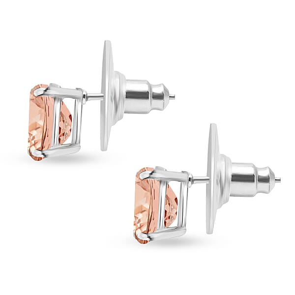 Shop Lc D'Joy Premium Marropino Morganite 2.60 Ctw Solitaire Stud Earrings In Platinum Over Sterling Silver (Del. In 10-12 Days)