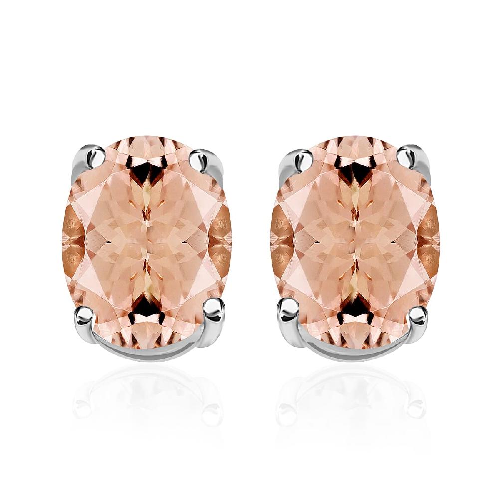 shop lc D'Joy Premium Marropino Morganite 2.60 ctw Solitaire Stud Earrings in Platinum Over Sterling Silver (Del. in 10-12 Days)