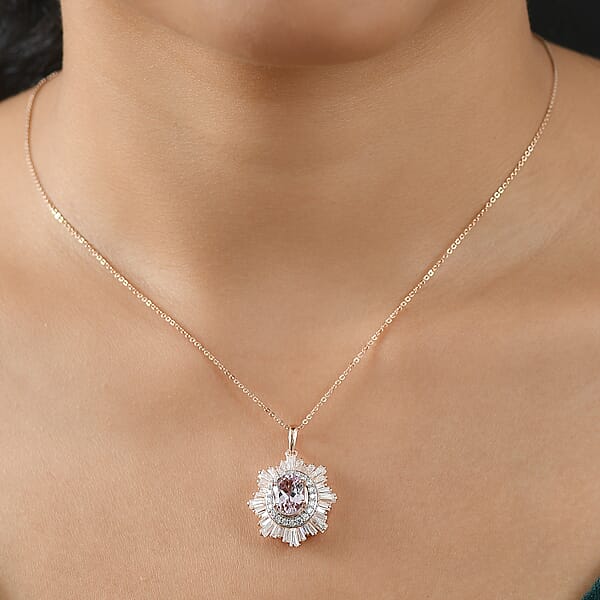 Shop Lc D'Joy Premium Martha Rocha Kunzite And Multi Gemstone 3.80 Ctw Celestial Bloom Pendant Necklace In 18K Vermeil Rose Gold Over Sterling Silver 20 Inches