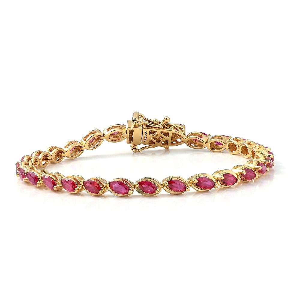 shop lc D'Joy Premium Montepuez Ruby 5.75 ctw Crown Line Bracelet in 18K Vermeil Yellow Gold Over Sterling Silver (7.25 In)