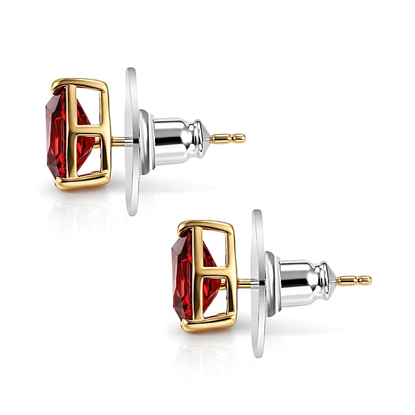 Shop Lc D'Joy Premium Mozambique Garnet 2.15 Ctw Eternal Stud Earrings In 18K Vermeil Yellow Gold Over Sterling Silver