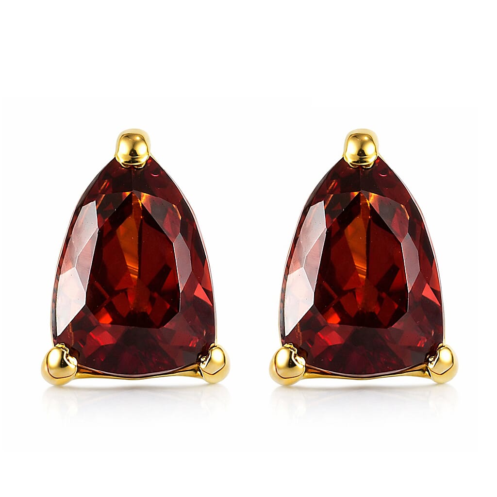 shop lc D'Joy Premium Mozambique Garnet 2.15 ctw Eternal Stud Earrings in 18K Vermeil Yellow Gold Over Sterling Silver