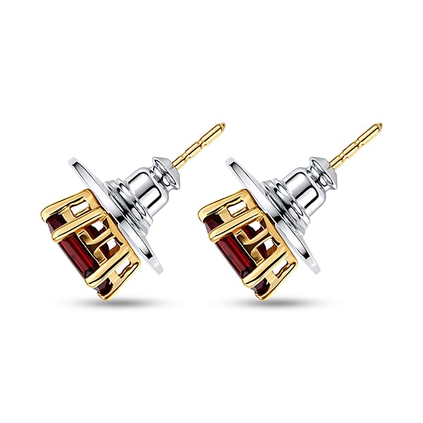 Shop Lc D'Joy Premium Mozambique Garnet 2.35 Ctw Eternal Stud Earrings In 18K Vermeil Yellow Gold Over Sterling Silver
