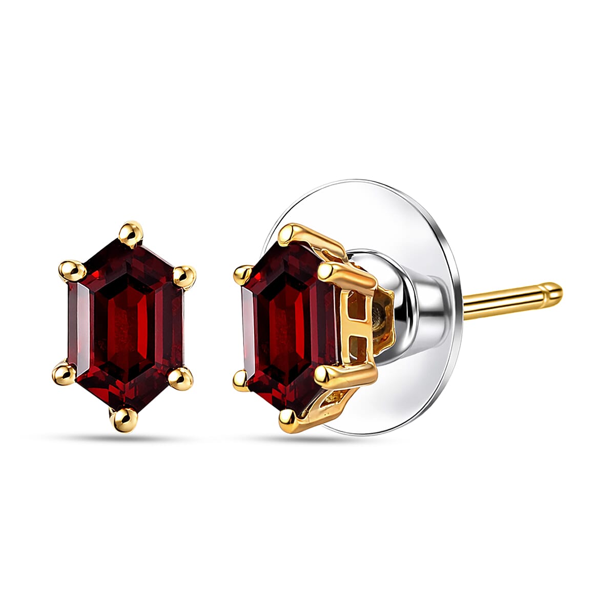 shop lc D'Joy Premium Mozambique Garnet 2.35 ctw Eternal Stud Earrings in 18K Vermeil Yellow Gold Over Sterling Silver