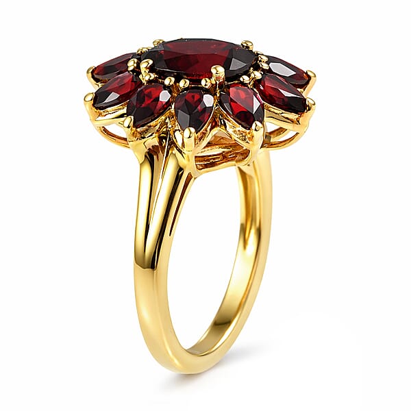 Shop Lc D'Joy Premium Mozambique Garnet 5.00 Ctw Blazing Flora Ring In 18K Vermeil Yellow Gold Over Sterling Silver