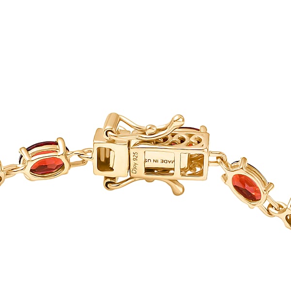 Shop Lc D'Joy Premium Mozambique Garnet 9.85 Ctw Flame Line Bracelet In 18K Vermeil Yellow Gold Over Sterling Silver (6.50 In)