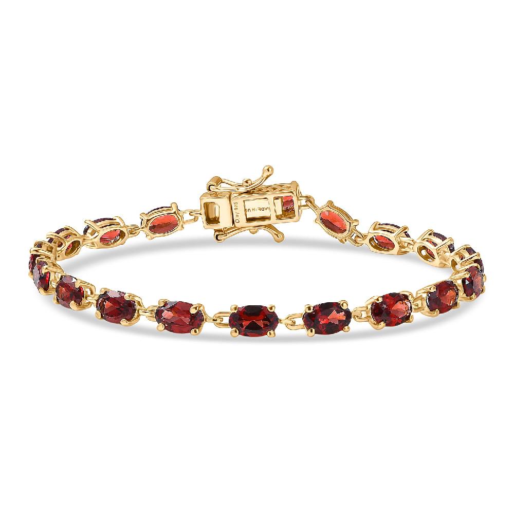 shop lc D'Joy Premium Mozambique Garnet 9.85 ctw Flame Line Bracelet in 18K Vermeil Yellow Gold Over Sterling Silver (6.50 In)