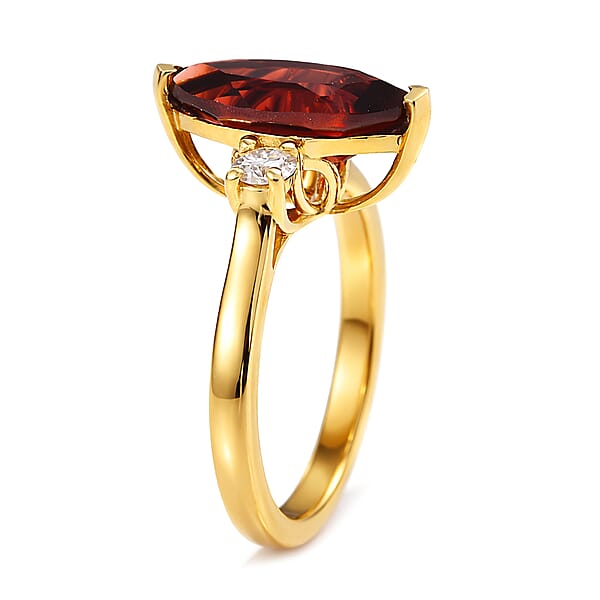 Shop Lc D'Joy Premium Mozambique Garnet And Moissanite 2.20 Ctw Flare Majesty Ring In 18K Vermeil Yellow Gold Over Sterling Silver