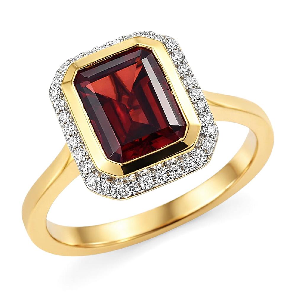shop lc D'Joy Premium Mozambique Garnet and Moissanite 3.00 ctw Passion Regal Ring in 18K Vermeil Yellow Gold Over Sterling Silver
