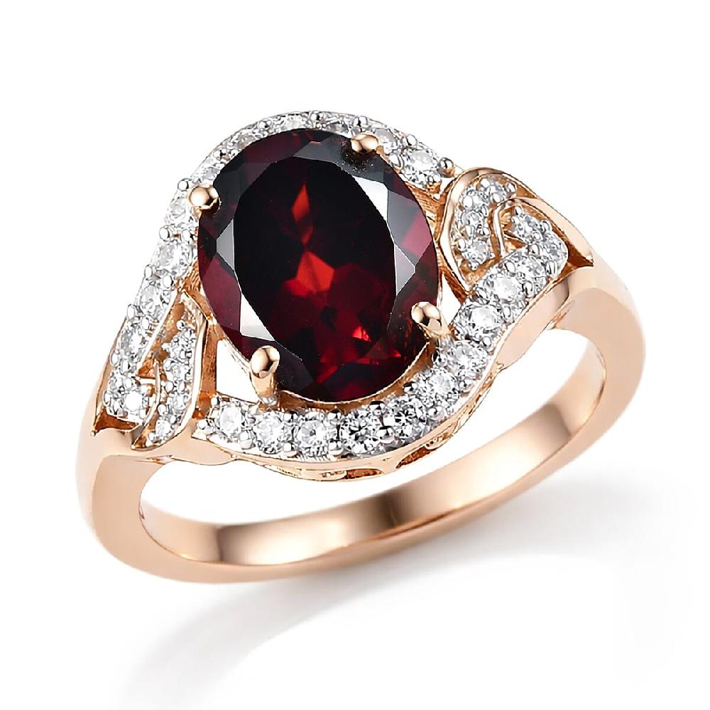 shop lc D'Joy Premium Mozambique Garnet and Moissanite 3.50 ctw Flame Swirl Ring in 18K Vermeil Rose Gold Over Sterling Silver