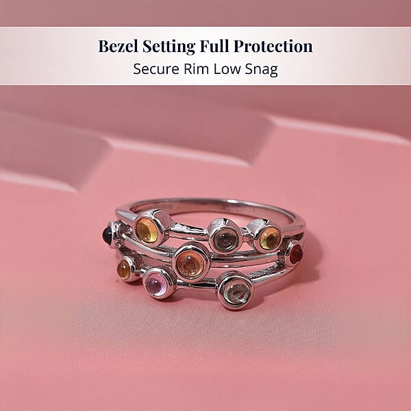 Shop Lc D'Joy Premium Multi Sapphire 1.15 Ctw Rainbow Cascade Ring In Rhodium Over Sterling Silver
