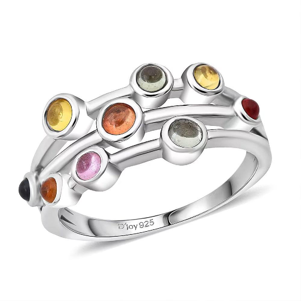 shop lc D'Joy Premium Multi Sapphire 1.15 ctw Rainbow Cascade Ring in Rhodium Over Sterling Silver