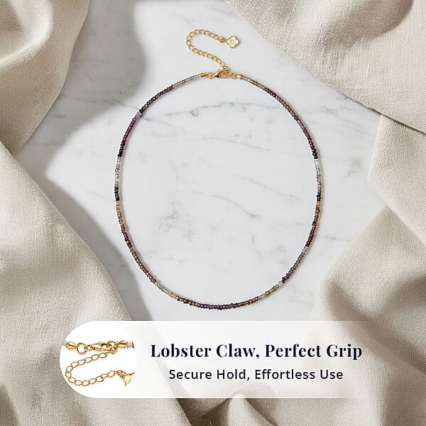 Shop Lc D'Joy Premium Multi Sapphire 45.00 Ctw Beaded Necklace In 18K Vermeil Yellow Gold Over Sterling Silver 18-20 Inches
