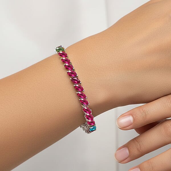 Shop Lc D'Joy Premium Multi-Tourmaline 10.35 Ctw Shades Of Forever Bracelet In Rhodium Over Sterling Silver (6.50 In)