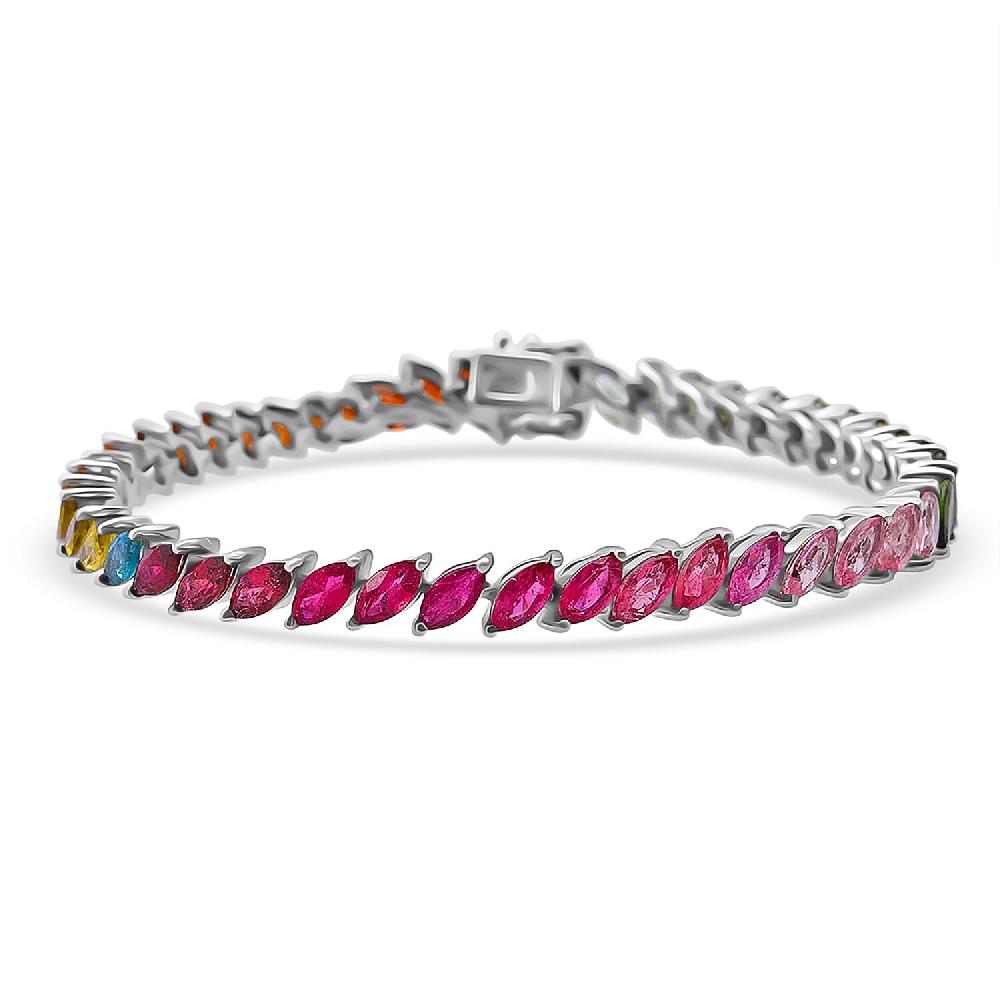 shop lc D'Joy Premium Multi-Tourmaline 10.35 ctw Shades of Forever Bracelet in Rhodium Over Sterling Silver (6.50 In)