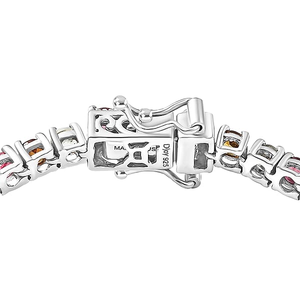 Shop Lc D'Joy Premium Multi-Tourmaline 7.00 Ctw Rainbow Bracelet In Rhodium Over Sterling Silver (6.50 In)