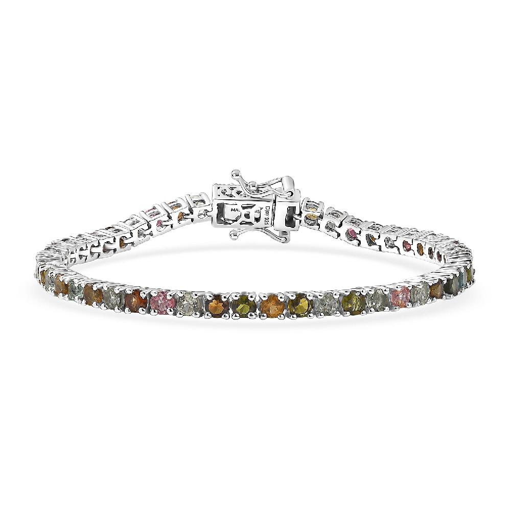 shop lc D'Joy Premium Multi-Tourmaline 7.00 ctw Rainbow Bracelet in Rhodium Over Sterling Silver (6.50 In)