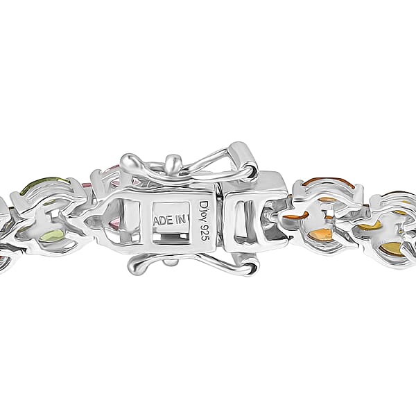 Shop Lc D'Joy Premium Multi-Tourmaline 7.00 Ctw Rainbow Vine Bracelet In Rhodium Over Sterling Silver (6.50 In)